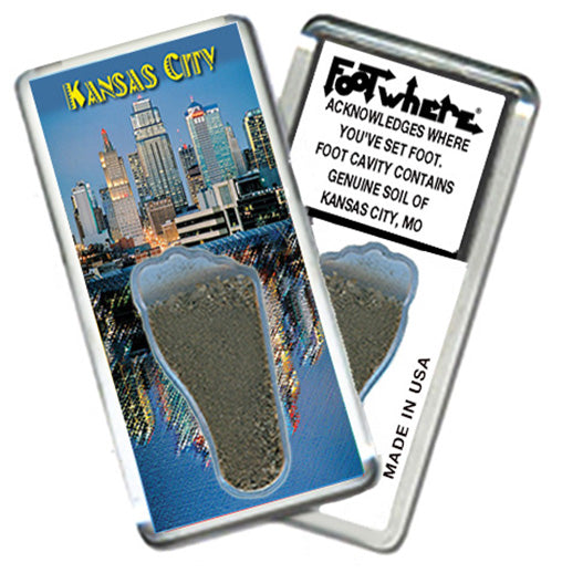 Kansas City FootWhere® Souvenir Magnets. 6 Piece Set. Made in USA