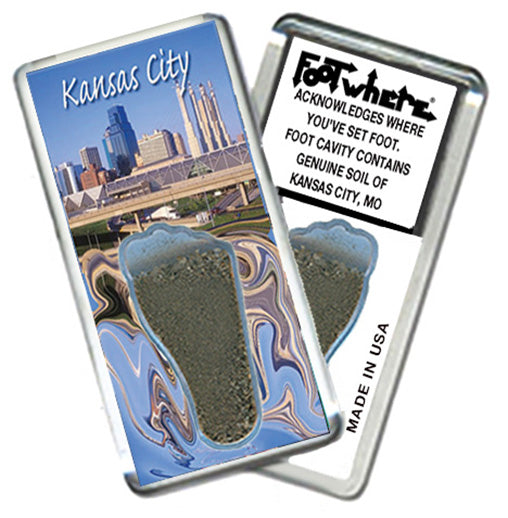Kansas City FootWhere® Souvenir Magnets. 6 Piece Set. Made in USA