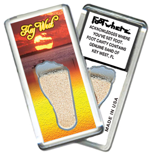Key West FootWhere® Souvenir Fridge Magnets. 6 Piece Set. Made in USA