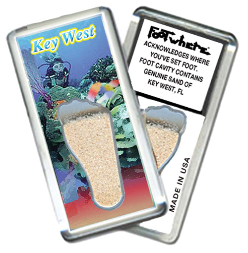 Key West FootWhere® Souvenir Magnet. 72 pieces/6 assorted styles.