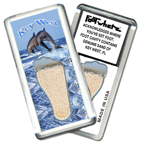 Key West FootWhere® Souvenir Fridge Magnets. 6 Piece Set. Made in USA
