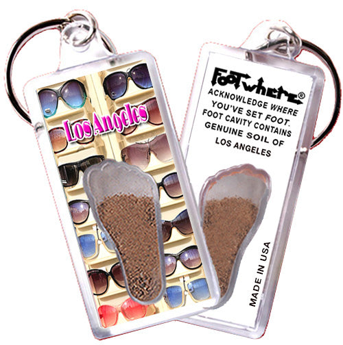 Los Angeles FootWhere® Souvenir  Keychains. 6 Piece Set. Made in USA