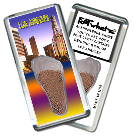 Los Angeles FootWhere® Souvenir Magnets. 6 Piece Set. Made in USA