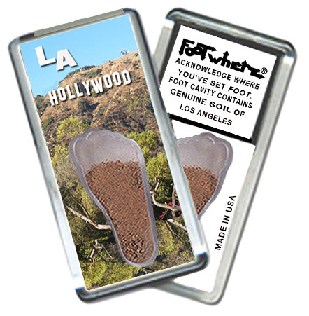 Los Angeles FootWhere® Souvenir Magnets. 6 Piece Set. Made in USA