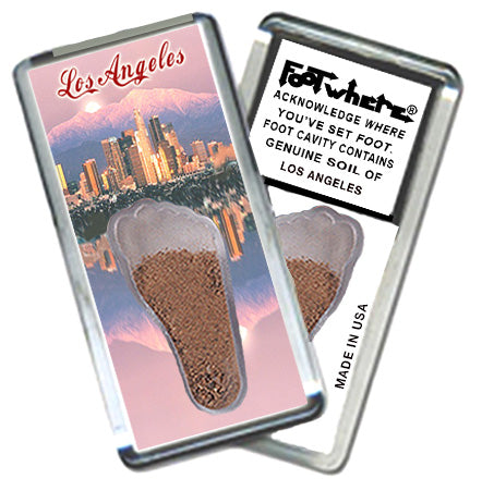 Los Angeles FootWhere® Souvenir Magnets. 6 Piece Set. Made in USA