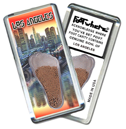 Los Angeles FootWhere® Souvenir Magnets. 6 Piece Set. Made in USA