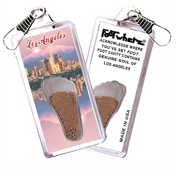 Los Angeles FootWhere® Souvenir Zipper-Pulls. 6 Piece Set. Made in USA