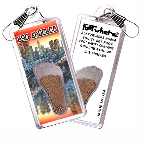 Los Angeles FootWhere® Souvenir Zipper-Pulls. 6 Piece Set. Made in USA
