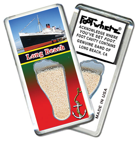 Long Beach FootWhere® Souvenir Magnets. 6 Piece Set. Made in USA