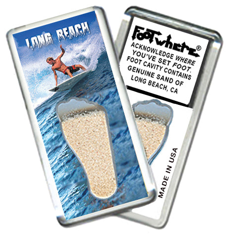 Long Beach FootWhere® Souvenir Magnets. 6 Piece Set. Made in USA