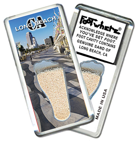 Long Beach FootWhere® Souvenir Magnets. 6 Piece Set. Made in USA