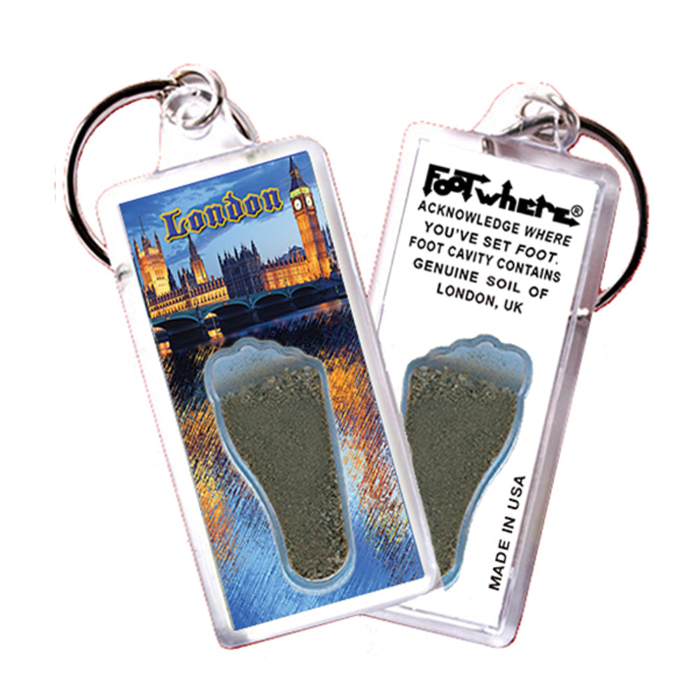 London, UK FootWhere® Souvenir Zipper-Pulls. 6 assorted styles.