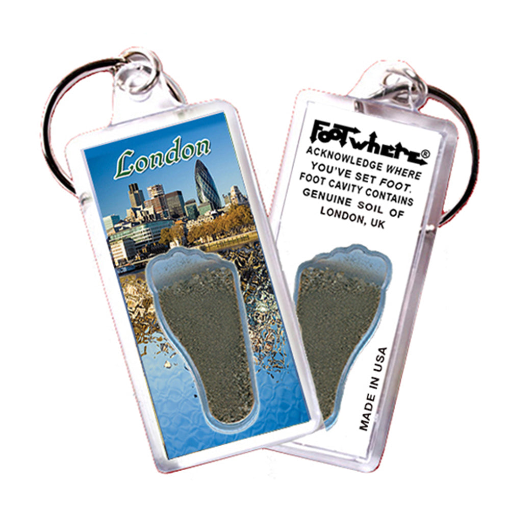 London, UK FootWhere® Souvenir Zipper-Pulls. 6 assorted styles.