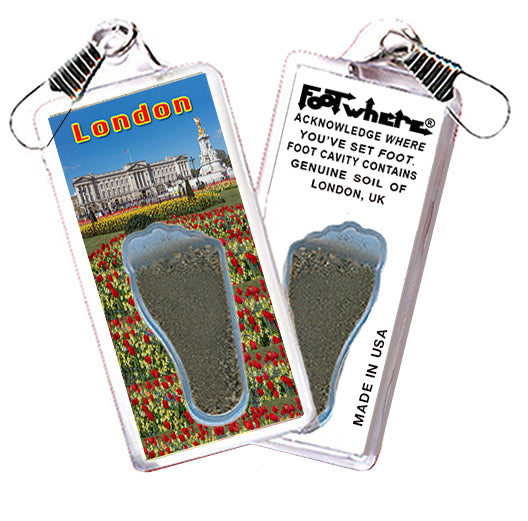 London, UK FootWhere® Souvenir Zipper-Pulls. 6 assorted styles.