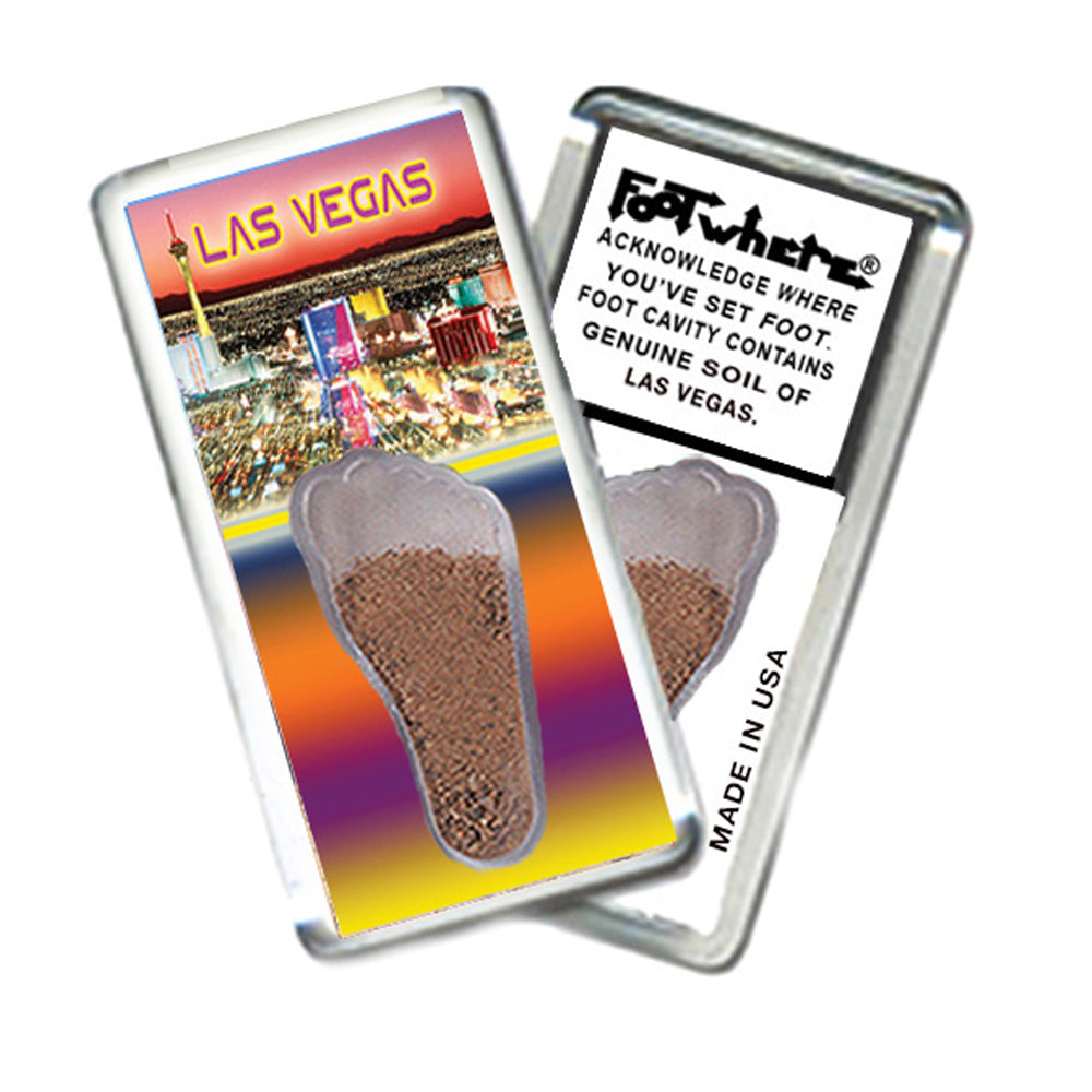 Las Vegas FootWhere® Souvenir  Magnets. 6 Piece Set. Made in USA