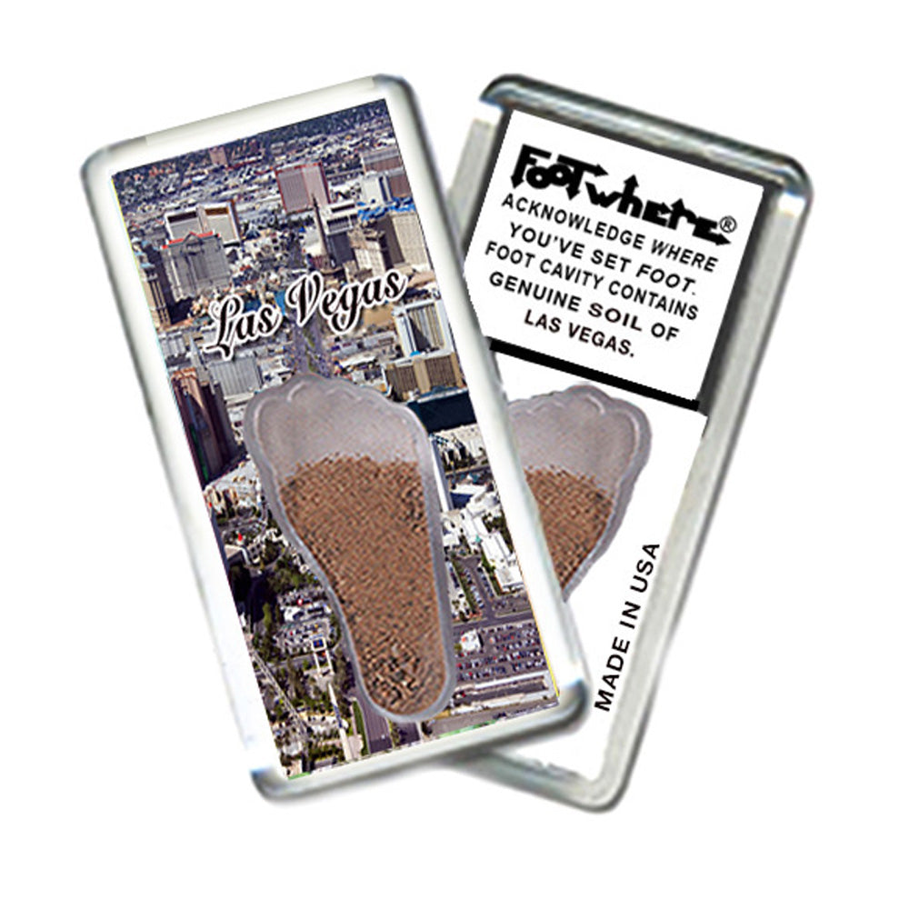 Las Vegas FootWhere® Souvenir  Magnets. 6 Piece Set. Made in USA