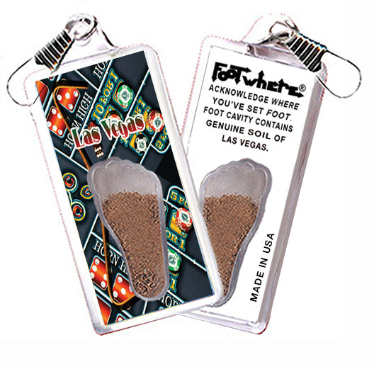 Las Vegas FootWhere Souvenir Zipper-Pulls. 6 Piece Set. Made in USA