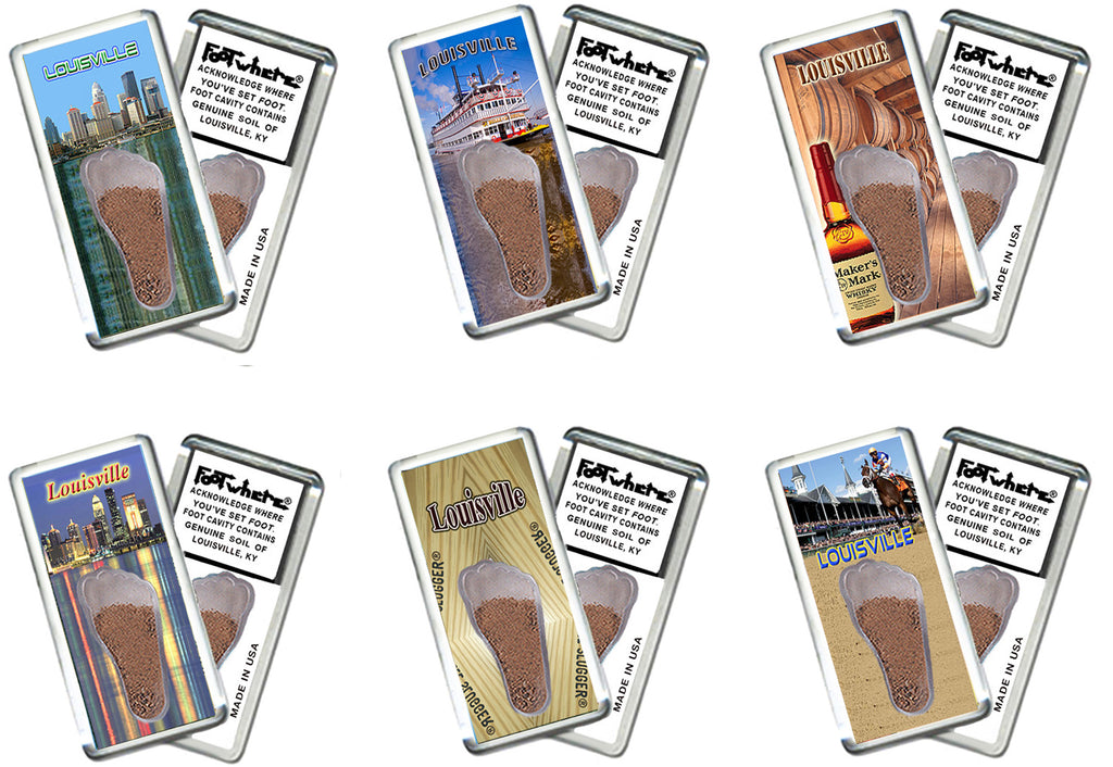 Louisville FootWhere® Souvenir  Magnets. 6 Piece Set. Made in USA