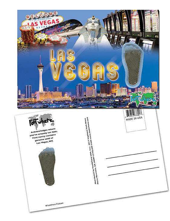 Las Vegas FootWhere® Souvenir Postcard. 144 Pieces/1 Gross. Made in USA
