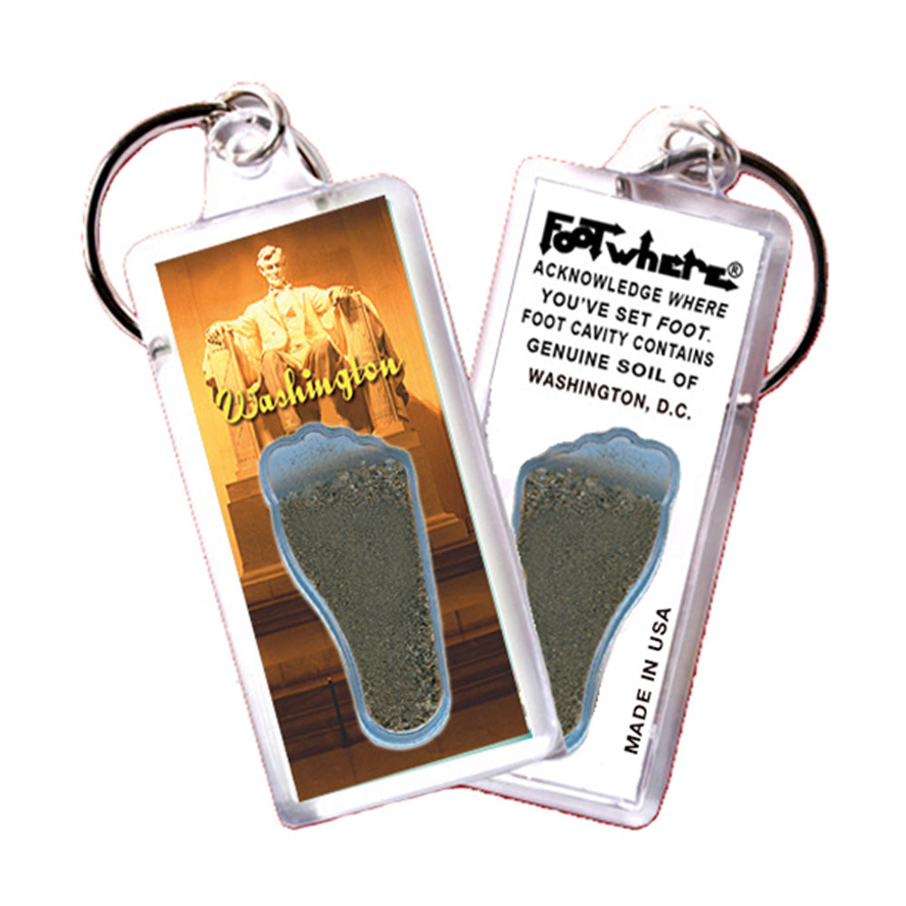 District of Columbia FootWhere® Souvenir Keychains. 72 Pieces/6 Assorted Styles. Made in USA