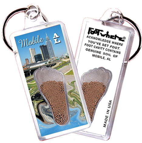 Mobile FootWhere® Souvenir Keychains. 72 pieces/6 assorted styles.