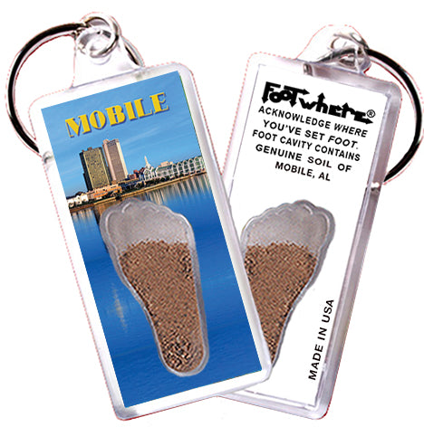 Mobile FootWhere® Souvenir Keychains. 72 pieces/6 assorted styles.
