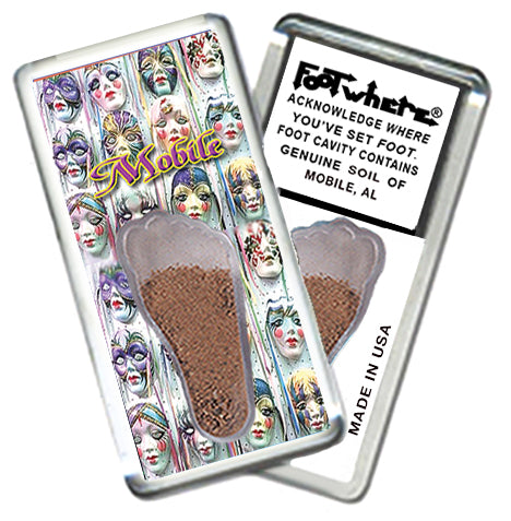 Mobile FootWhere® Souvenir Fridge Magnets. 6 Piece Set. Made in USA