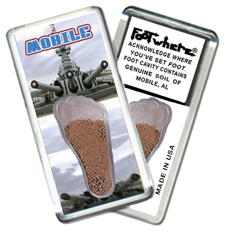 Mobile FootWhere® Souvenir Fridge Magnets. 6 Piece Set. Made in USA