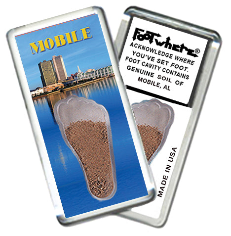 Mobile FootWhere® Souvenir Fridge Magnets. 6 Piece Set. Made in USA