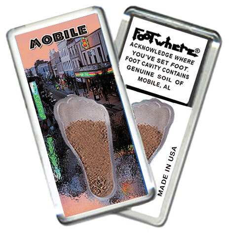 Mobile FootWhere® Souvenir Fridge Magnets. 6 Piece Set. Made in USA