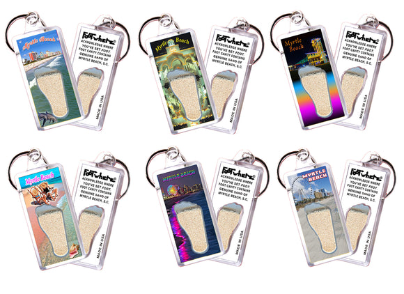 Myrtle Beach FootWhere® Souvenir Keychain. 72 pieces/6 assorted styles.