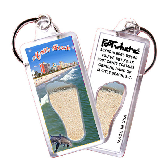 Myrtle Beach FootWhere® Souvenir  Keychain. Made in USA