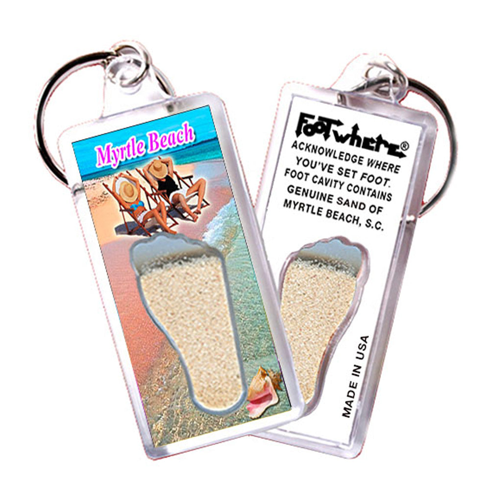 Myrtle Beach FootWhere® Souvenir Keychain. 72 pieces/6 assorted styles.