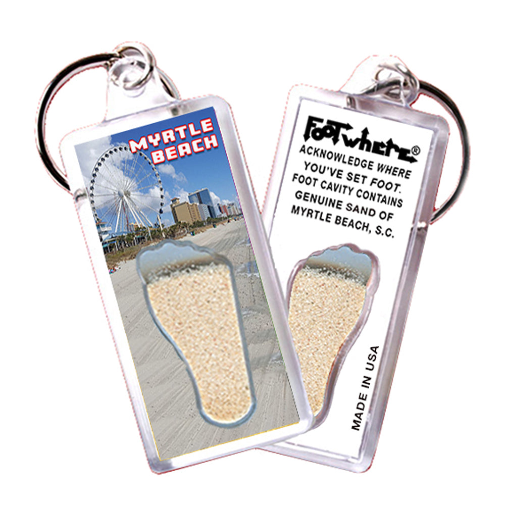 Myrtle Beach FootWhere® Souvenir Keychain. 72 pieces/6 assorted styles.