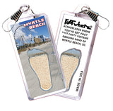Myrtle Beach FootWhere® Souvenir Zipper-Pulls. 6 Piece Set. Made in USA
