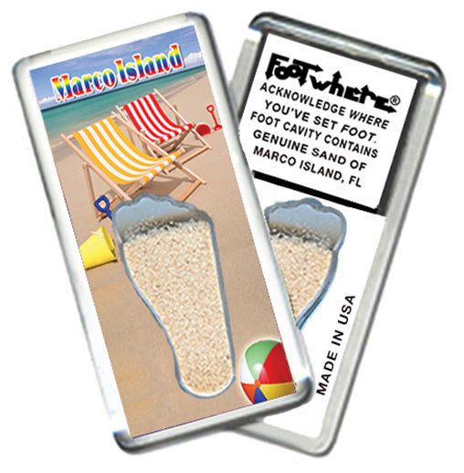 Marco Island FootWhere® Souvenir Magnet. 72 pieces/6 assorted styles.