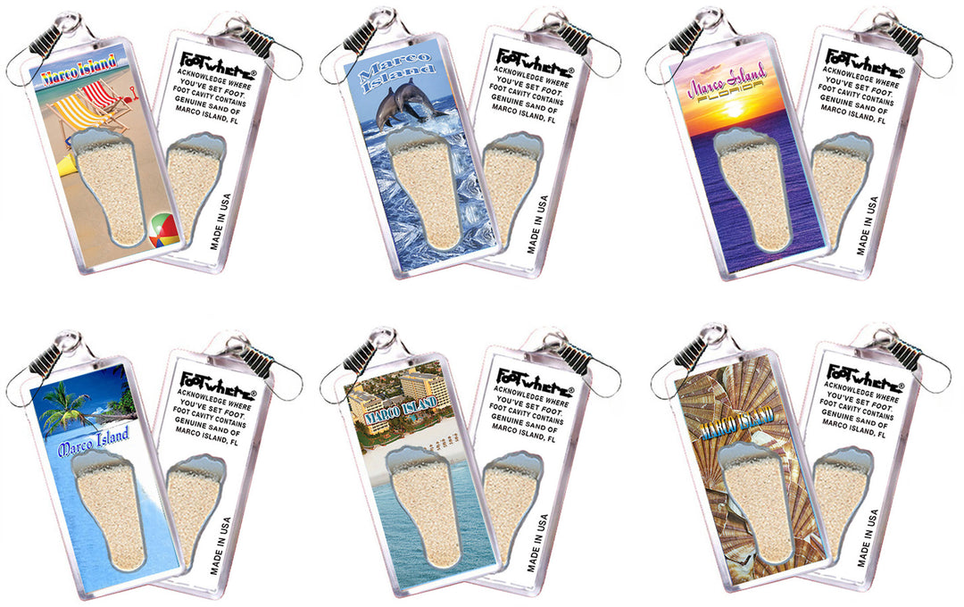 Marco Island FootWhere® Souvenir Zipper-Pull. 72 pieces/6 assorted styles.