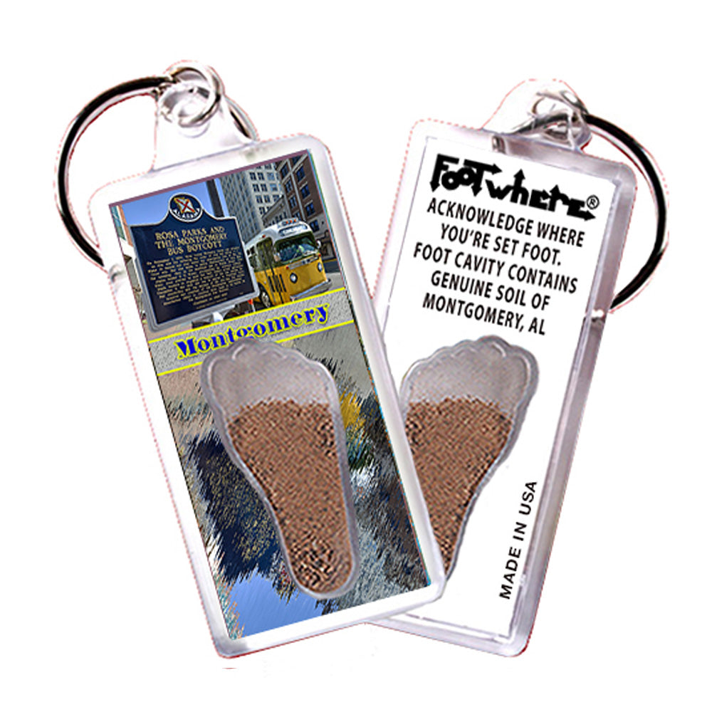 Montgomery FootWhere® Souvenir Keychains. 6 Piece Set. Made in USA