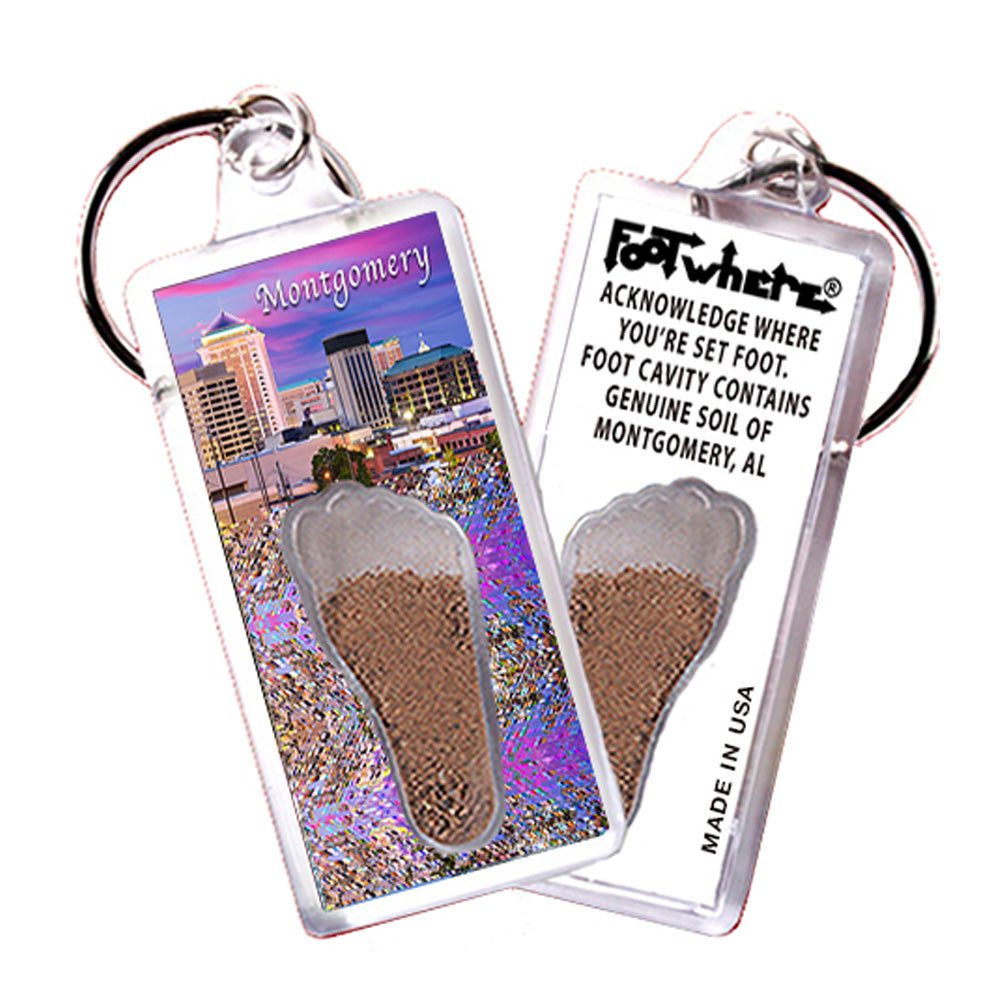 Montgomery FootWhere® Souvenir Keychains. 6 Piece Set. Made in USA