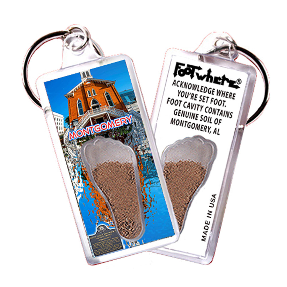 Montgomery FootWhere® Souvenir Keychains. 6 Piece Set. Made in USA