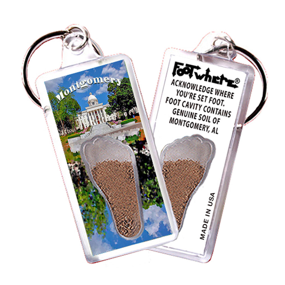 Montgomery FootWhere® Souvenir Keychains. 6 Piece Set. Made in USA