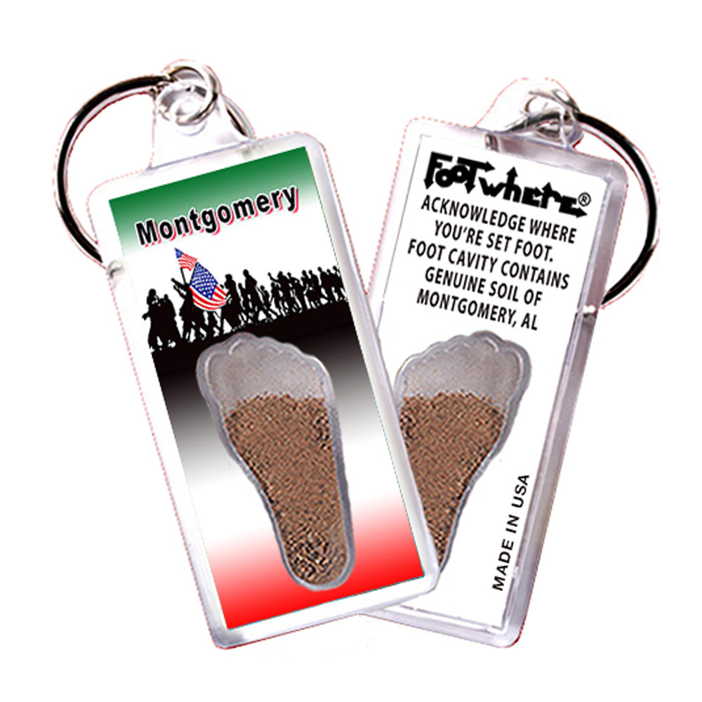 Montgomery FootWhere® Souvenir Keychains. 6 Piece Set. Made in USA