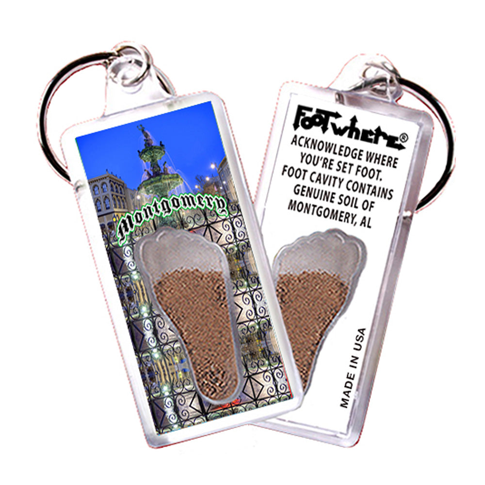 Montgomery FootWhere® Souvenir Keychains. 6 Piece Set. Made in USA