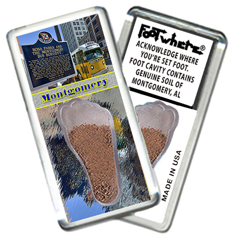 Montgomery FootWhere® Souvenir Fridge Magnets. 6 Piece Set. Made in USA