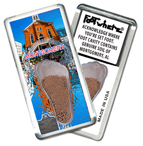 Montgomery FootWhere® Souvenir Fridge Magnets. 6 Piece Set. Made in USA