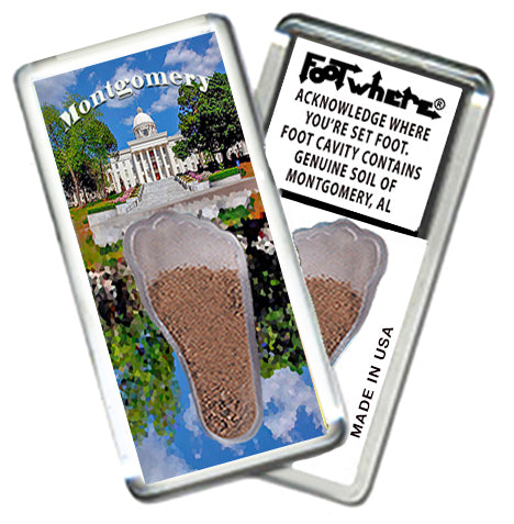 Montgomery FootWhere® Souvenir Fridge Magnets. 6 Piece Set. Made in USA