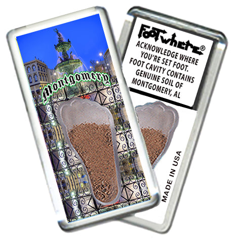 Montgomery FootWhere® Souvenir Fridge Magnets. 6 Piece Set. Made in USA