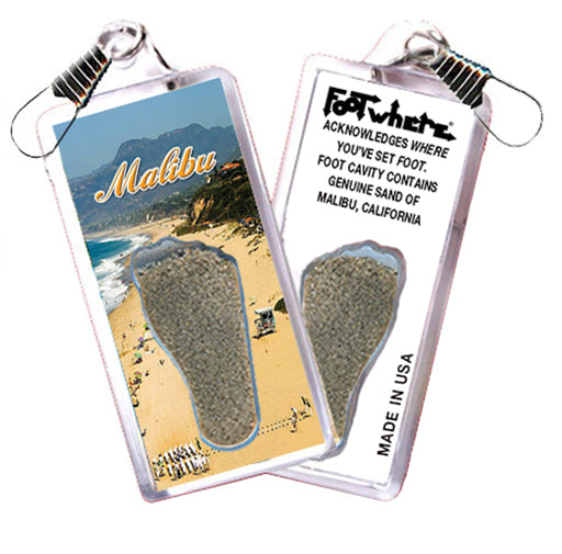 Malibu FootWhere Souvenir Zipper-Pulls. 6 Piece Set. Made in USA