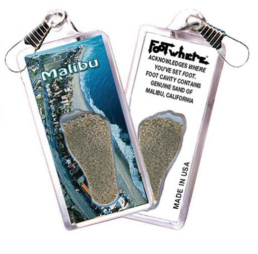 Malibu FootWhere Souvenir Zipper-Pulls. 6 Piece Set. Made in USA