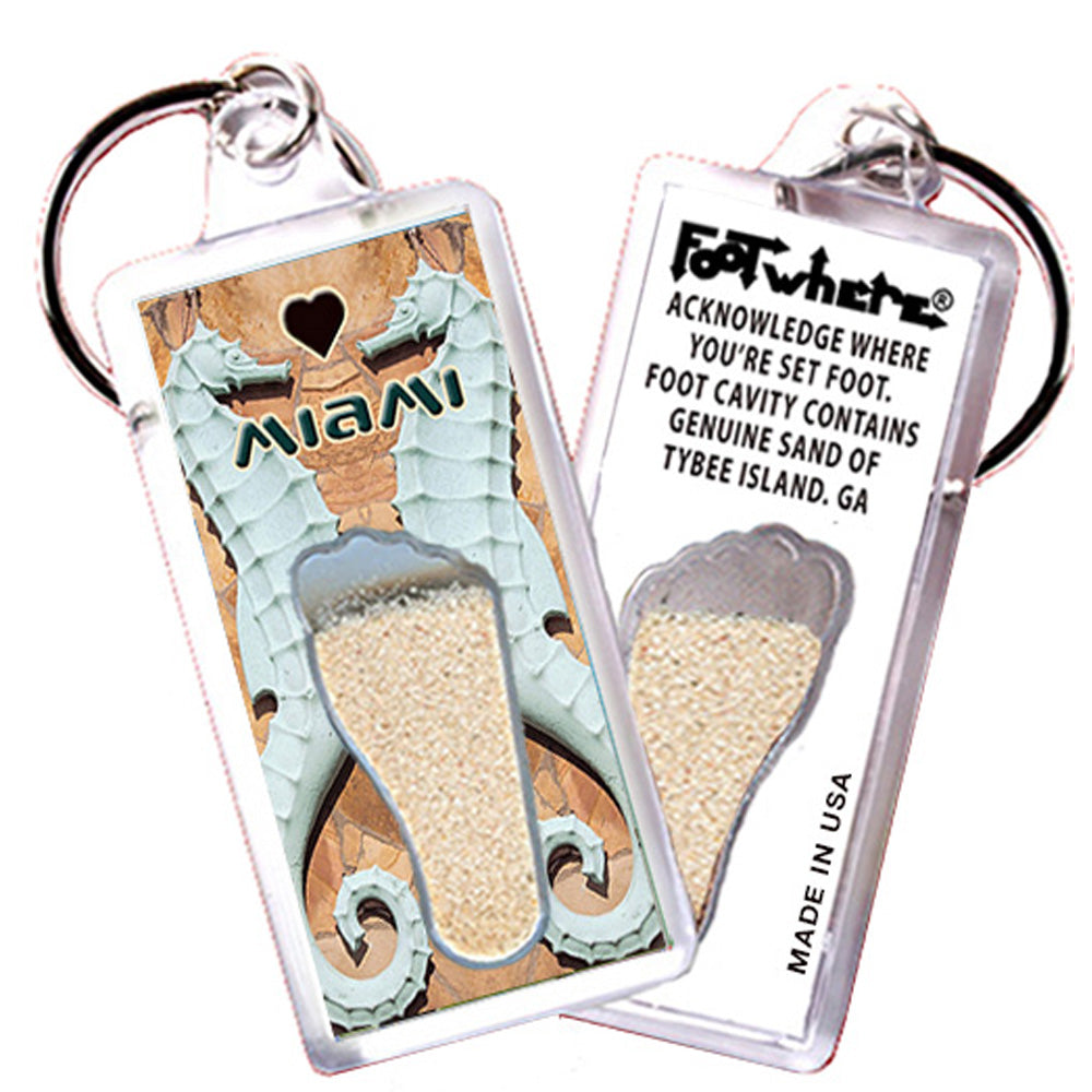 Miami FootWhere® Souvenir Keychain. 72 pieces/ 6 assorted styles.